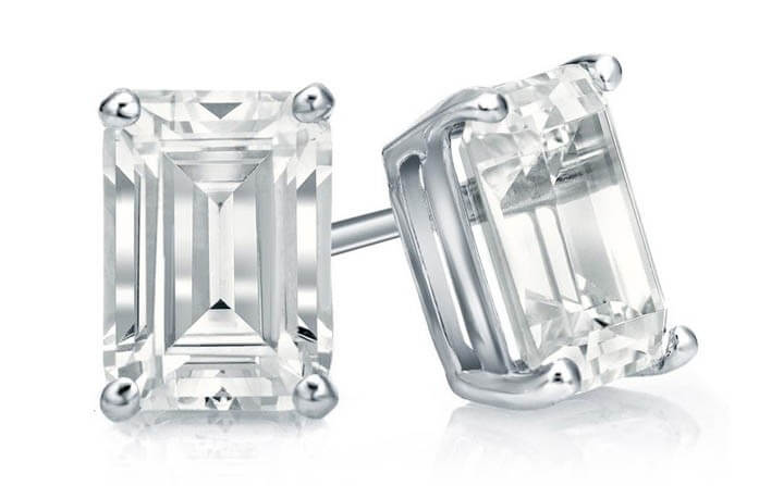 Emerald-cut Diamond Studs.