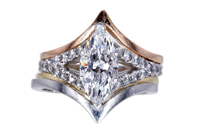 GIA 1.54 CT MARQUISE CUT BRIDAL SET