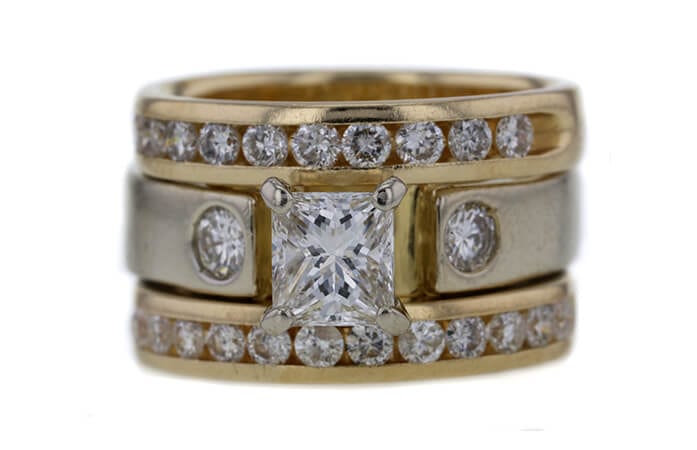 GIA 1.01 CT PRINCESS CUT BRIDAL SET