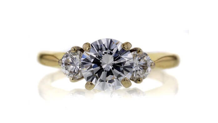 GIA 1.00 CT Round Cut 3 Stone Ring