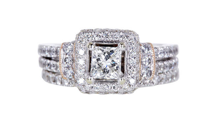 0.60 CT Princess Cut Halo Ring