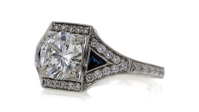 GIA 1.10 CT Round Cut Halo Ring