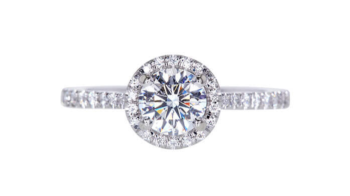 GIA 0.73 CT Round Cut Halo Ring
