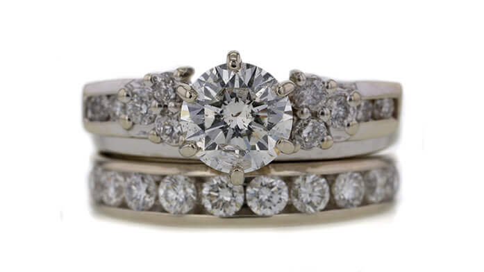 GIA 1.24 CT Round Cut Bridal Set Ring